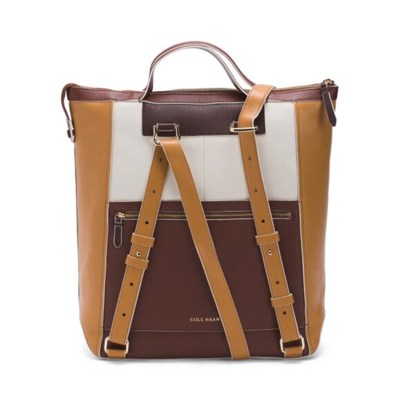 COLE HAAN Ivory Leather Convertible Luxe Backpack - Picture 1 of 2